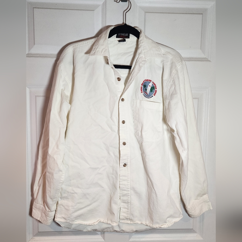 UltraClub Collection 2002 Yacht Club White Cotton Button Up Shirt Small